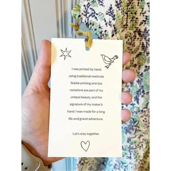 ALIX OF BOHEMIA, NWT Luna Jardin Dress Sz L, Blue White Smocked Handprinted Midi - Picture 9 of 14